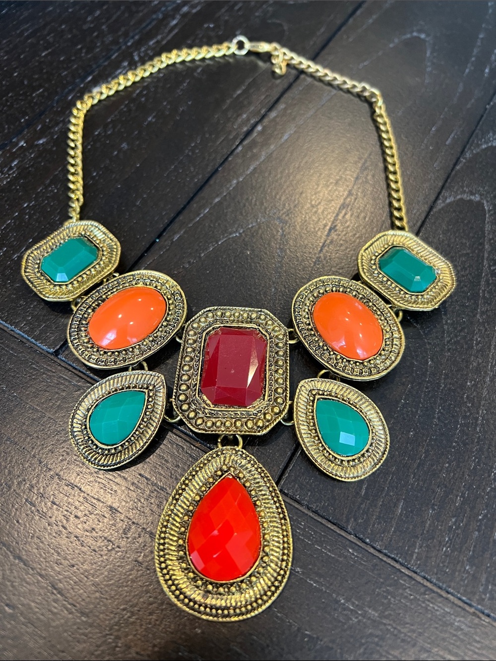 Statement Multi-Color Gem Bib Necklace - Unbranded